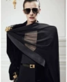 Black 4m Left and Right Length Sj001 Pure Silk Scarf