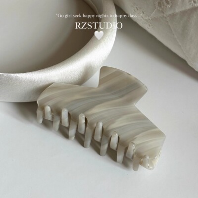 RZSTUDIO |灰银奶油色条纹发抓 法式少女感后脑勺抓夹