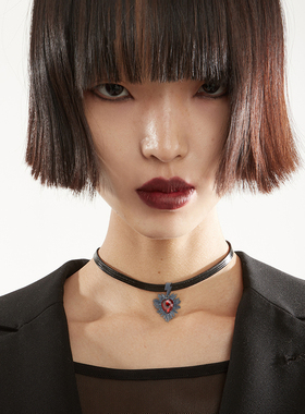 硬糖原创首饰黑色红色闪电爱心细款choker颈饰颈带项圈锁骨链纯银