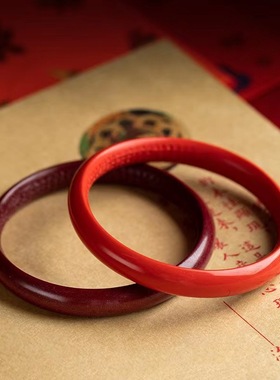 跨境原矿天然高含量紫金砂手镯 心经帝王朱砂叮当素圈女礼物手镯