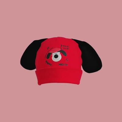 新款儿童帽子可爱卡通小狗耳朵磨毛纯棉帽宝宝保暖套头帽春秋冬款