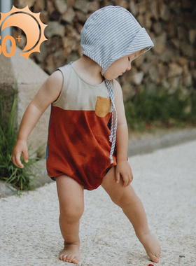 条纹宝宝防晒遮阳帽男女童婴儿超薄大帽檐防紫外线太阳帽绑带帽子