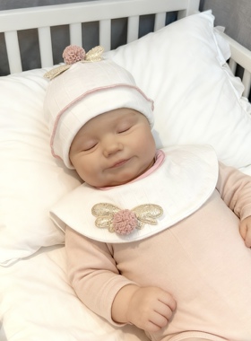 胎帽新生儿婴儿男女宝宝秋冬季无骨白色纯棉提花保暖小月龄帽子