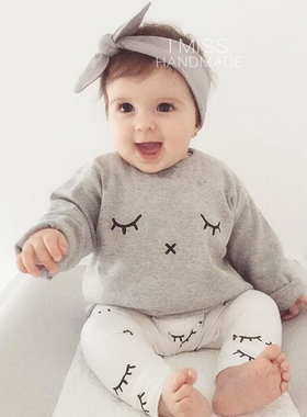 春夏灰色蝴蝶结布艺百搭宝宝韩国日本进口弹力公主头饰发箍发带