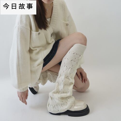 阔腿显瘦喇叭腿套jk堆堆袜针织袜套y2k辣妹袜爱心镂空少女