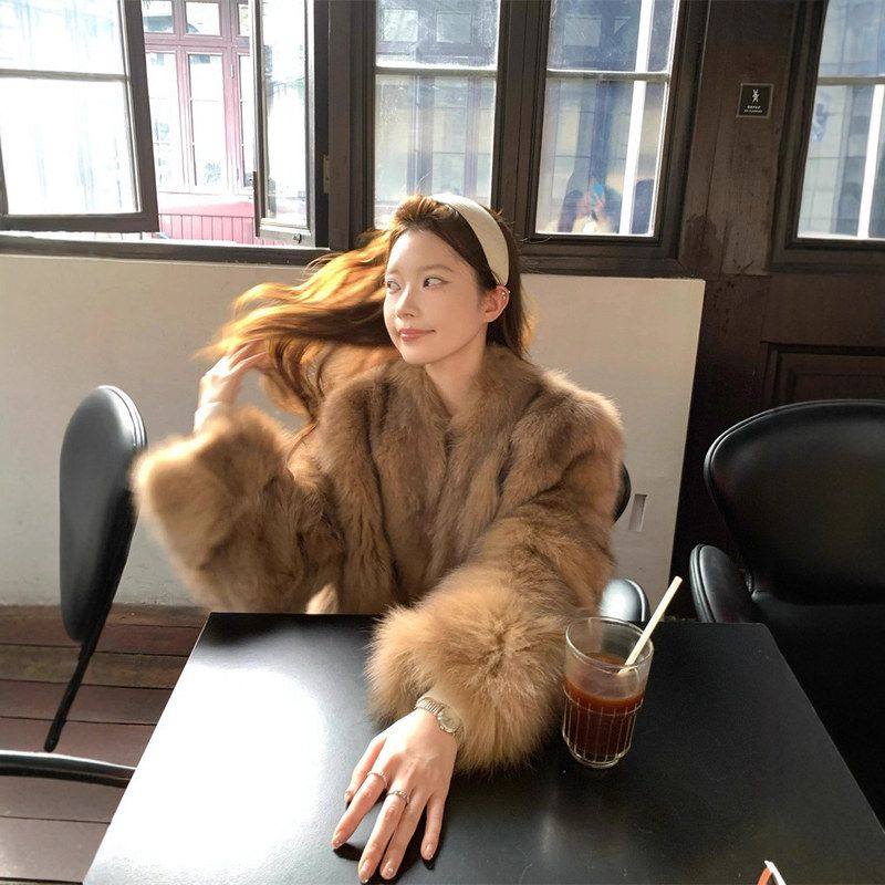 实拍~2025年冬季新款韩版法式设计感氛围感毛毛环保皮毛外套女装