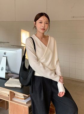 THEMIND美利奴全羊毛衫2025秋冬韩版亲肤软糯毛衣女冰激淋色