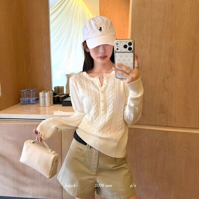 【KAPOK】早春时尚休闲通勤实穿麻花开衫毛衣针织衫