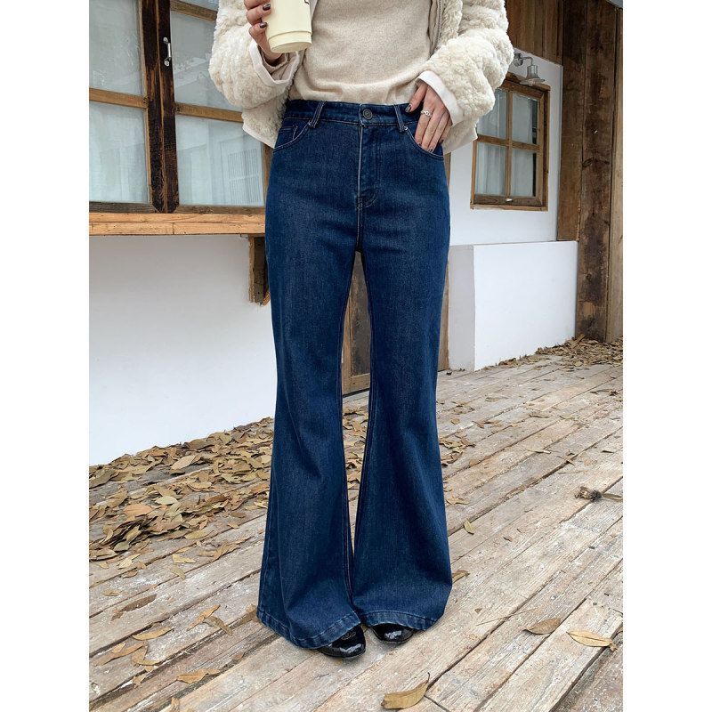 趋梦DT ETOLIE显比例复古不贴腿微喇牛仔裤女2025新款休闲喇叭裤