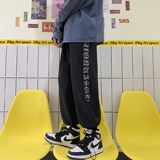秋冬加绒加厚休闲裤宽松侧边印花束脚裤KK84P45加绒P50，男装休闲裤，星座712