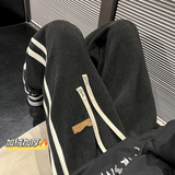 欧棉绒秋冬加绒加厚休闲裤男女拖地裤kk338p55加绒60控75，男装休闲裤，星座712