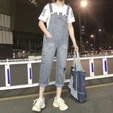 21夏季破洞牛仔背带裤男女中性连体吊带裤BD03P65，男装牛仔裤，星座712