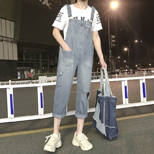 21夏季破洞牛仔背带裤 男女中性连体吊带裤  BD03 P65图片