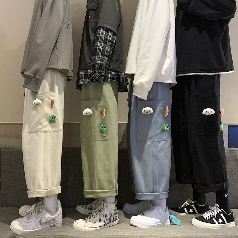 工装裤男春季新款宽松直筒老爹裤送公仔KK103P55,男装休闲裤,星座712