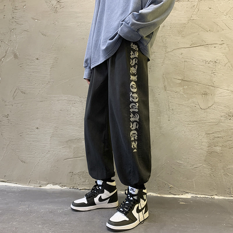 秋冬加厚休闲裤侧边印花束脚裤KK84P45,男装休闲裤,星座712