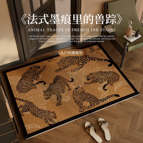 法式入户丝圈地垫欧式轻奢高级感过道门外中古风地垫脚垫可裁剪