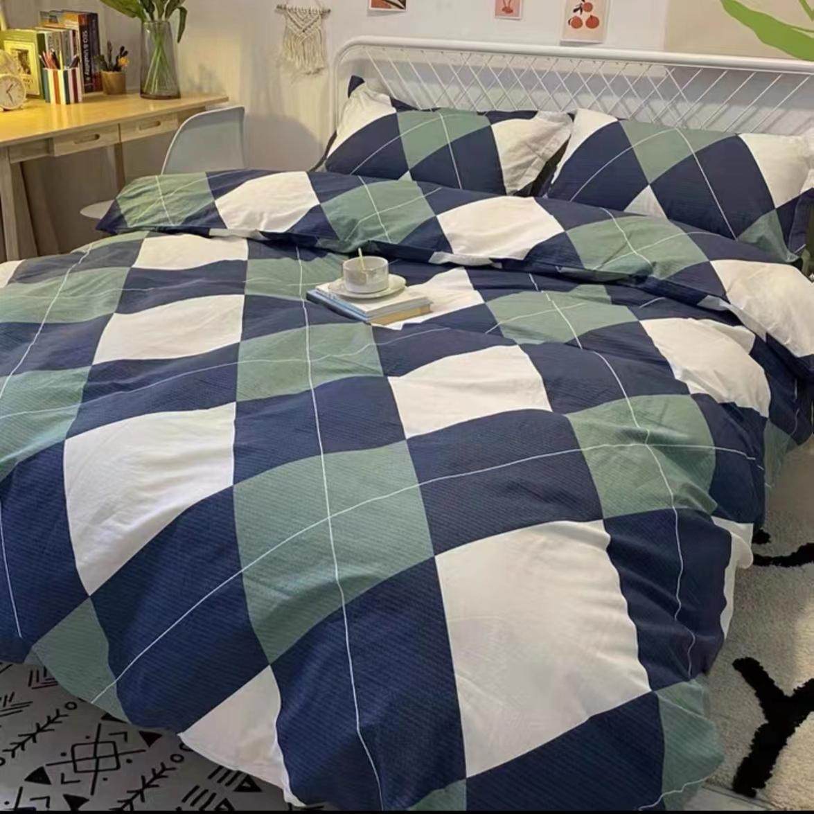 免费加工  经典大格aa版  床单 被套 四件套    荣源印染纯棉斜纹