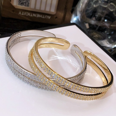 奢华满钻宽版排钻爆闪满天星手镯