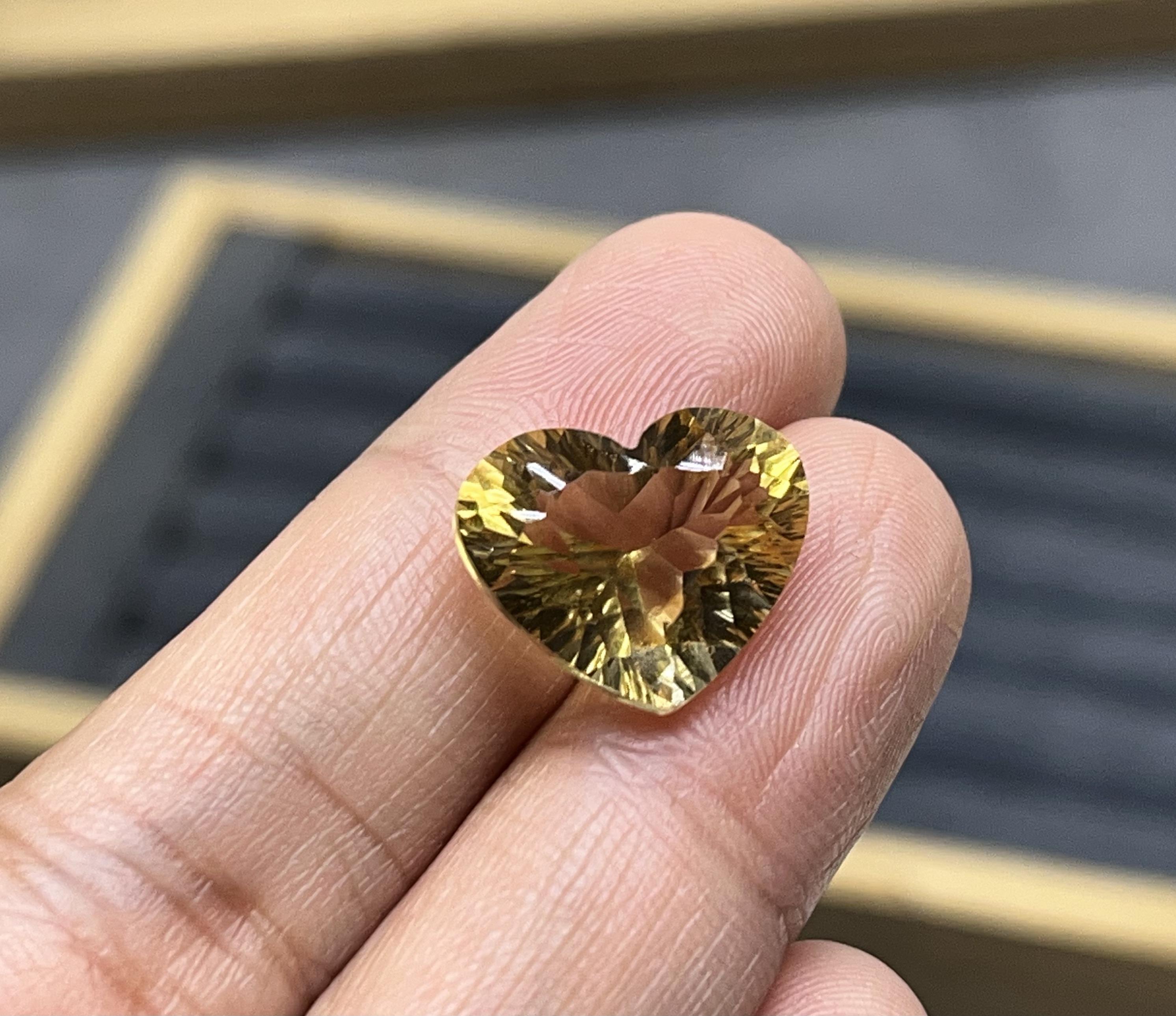 天然黄水晶裸石戒面镶嵌天然巴西黄水晶裸石戒面心形宝石戒指吊坠