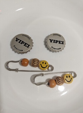 复古创意笑脸别针串珠挂件鞋扣配饰锌合金字母啤酒盖鞋带装饰扣