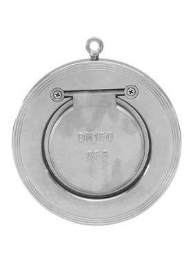 304不锈钢对夹式止回阀H74W-16P薄型圆盘翻板止逆单向阀DN100 150