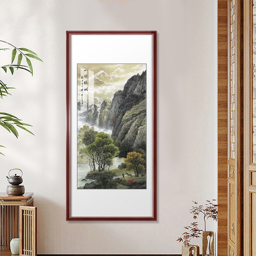 张大千《荷花鸳鸯》客厅书房茶室装饰画挂画玄关水墨高清卷轴字画_虎窝淘