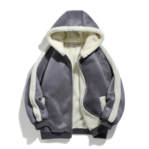 3男连帽宽松加绒棉服外套大码麂皮绒加厚棉袄XZ405-1-Y06图片