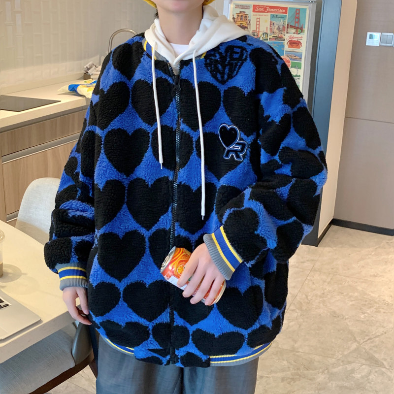 3港风冬季加厚外套男爱心加棉羊羔毛棉衣XZ405-1-Y14图片