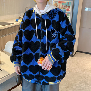 3港风冬季加厚外套男爱心加棉羊羔毛棉衣XZ405-1-Y14图片