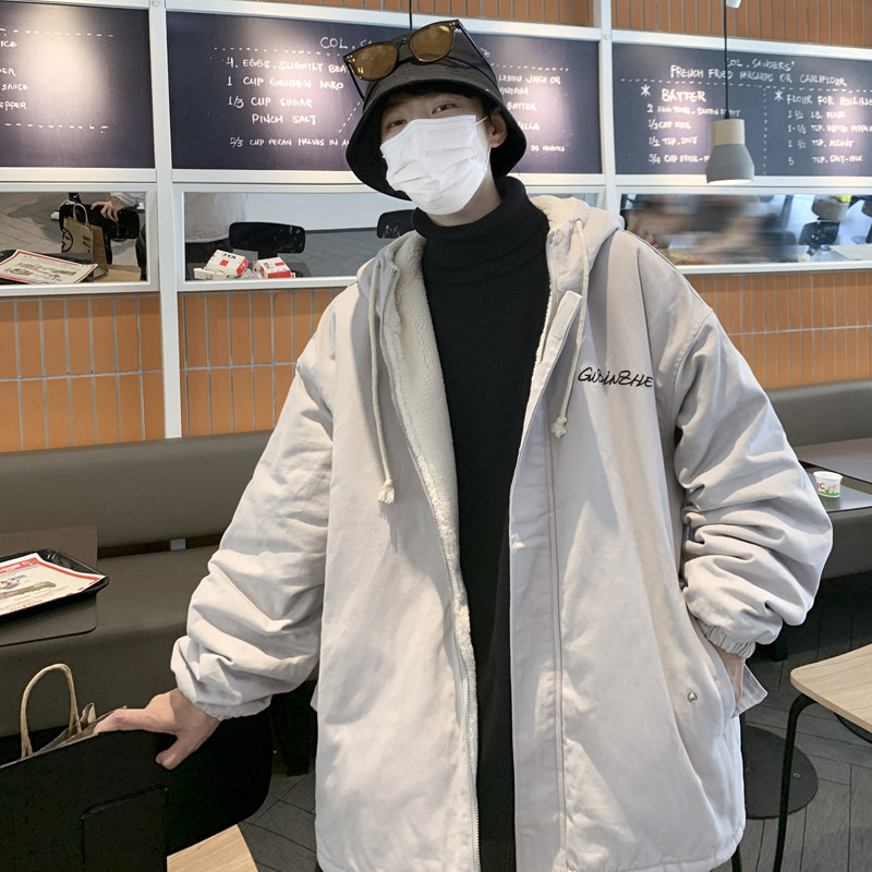 3冬男宽松休闲外套刺绣羊羔毛加厚棉服大码棉袄XZ405-1-WY9901-12,男装棉衣,星座405-1