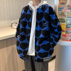 3港风冬季加厚外套男爱心加棉羊羔毛棉衣XZ405-1-Y14图片