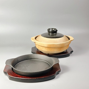 加厚圆形木垫板带螺钉防烫底板铁板烧木垫日韩式石锅砂锅木垫包邮