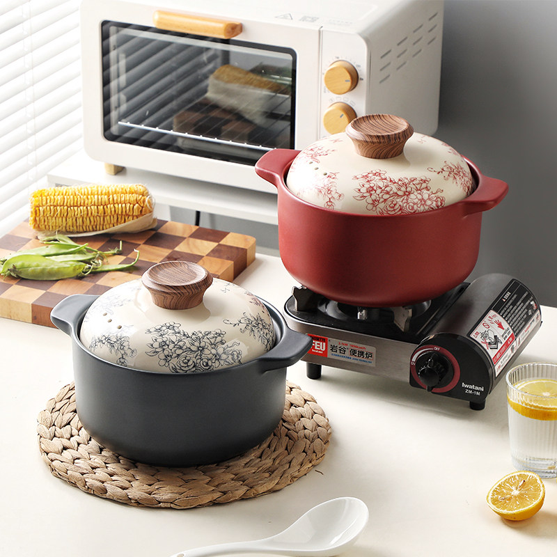 繁花砂锅家用耐高温锂辉石双耳陶瓷煲燃气灶炖汤炖肉沙锅干烧不裂