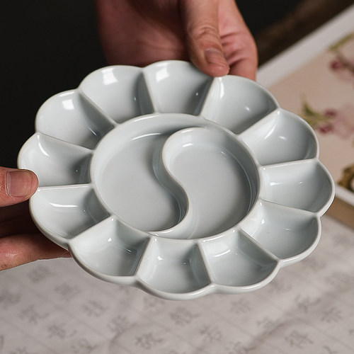 创意中国风调色盘陶瓷文房四宝国画墨汁调色板学生用书画用品摆件