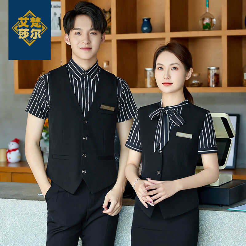 工作服男女餐饮酒店前台水吧收银员饭店酒吧KTV夏工装衬衫