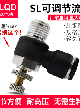 CHPISCO快插气管接头节流SL6-6M-01-02-03-4SL8-1-2-3-4-5M蓝黑白