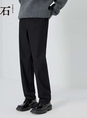 流石男装经典宽松牛仔长裤2026年春季新款男士绒感黑色百搭直筒裤