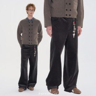 riverstone男装简约复古灯芯绒休闲裤2026春季新款宽松直筒裤男生