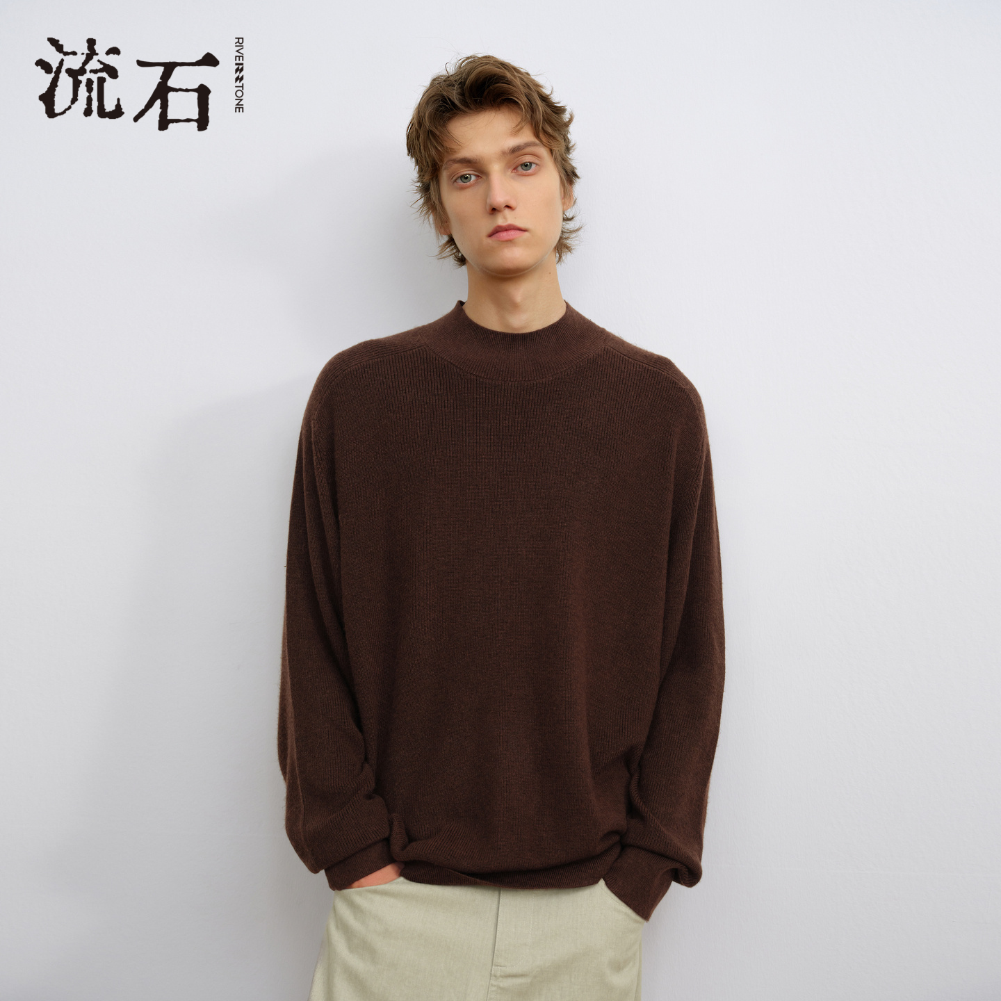 商场同款流石男装半高领长袖毛衣