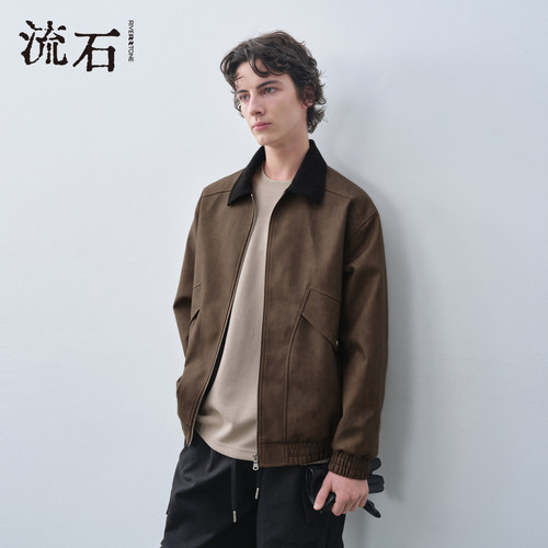 商场同款流石男装宽松个性PU夹克