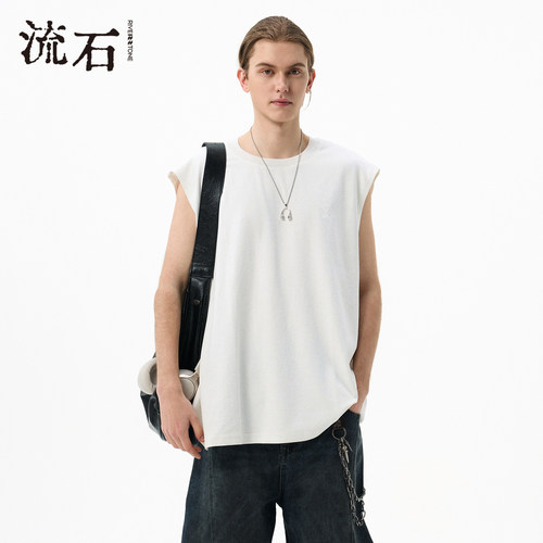 商场同款流石男装珠地透气背心潮