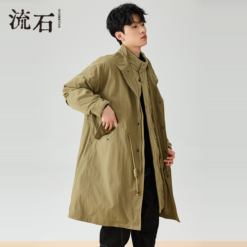 商场同款流石男装假两件长羽绒服