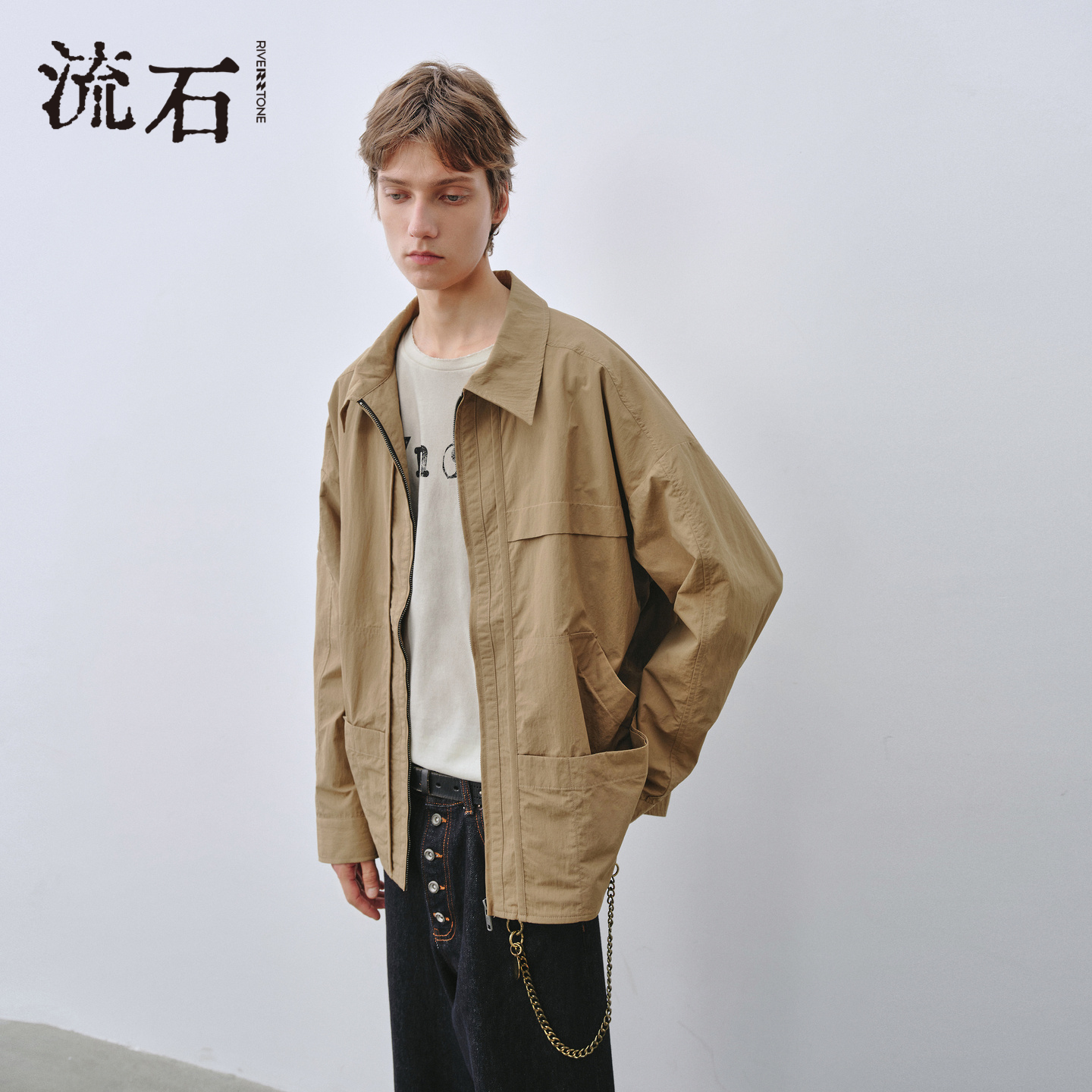 商场同款流石男装短款翻领外套