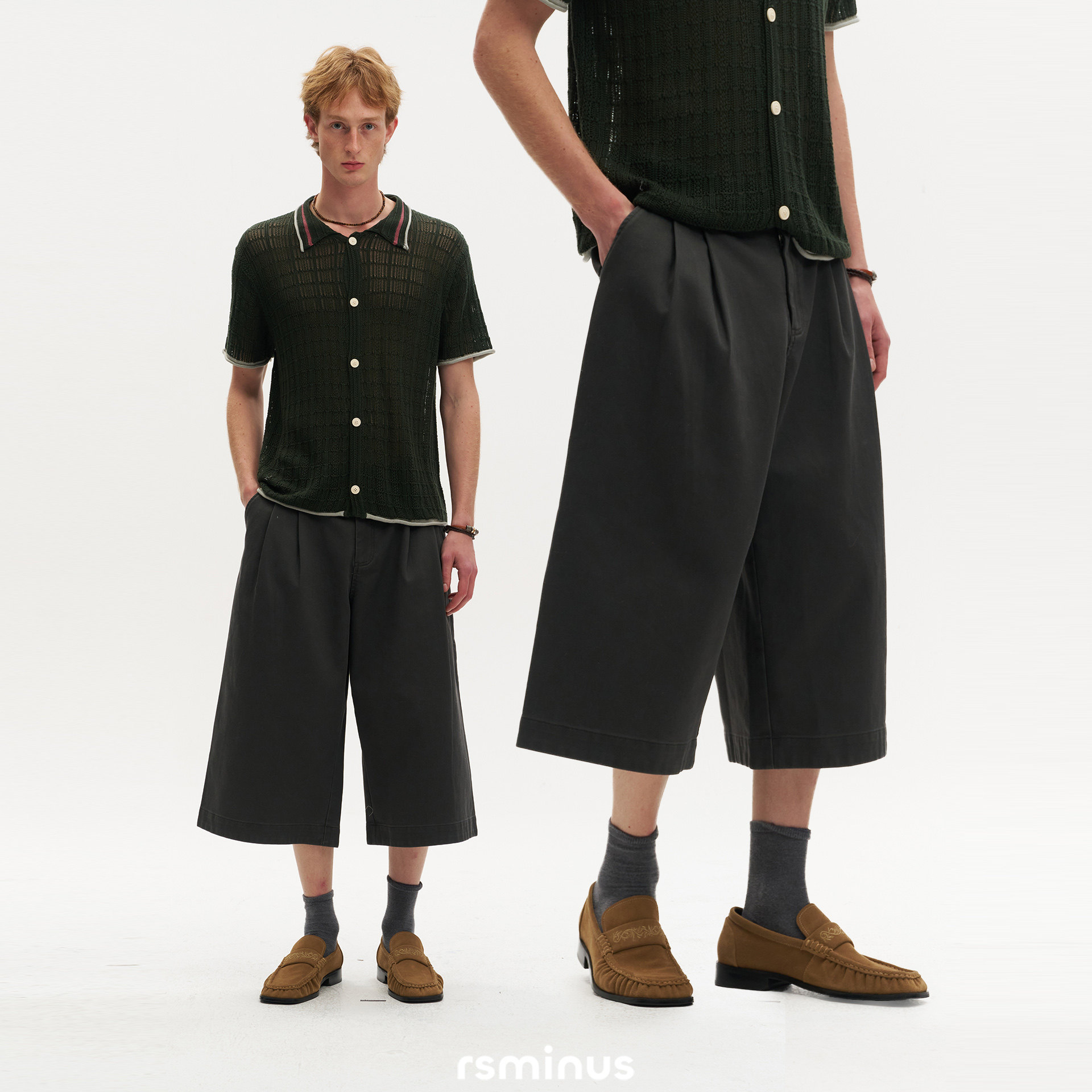 riverstone男生复古宽松运动七分裤子2026夏季男款透气