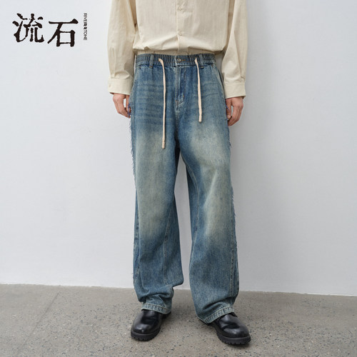 商场同款流石男装做旧水洗牛仔裤