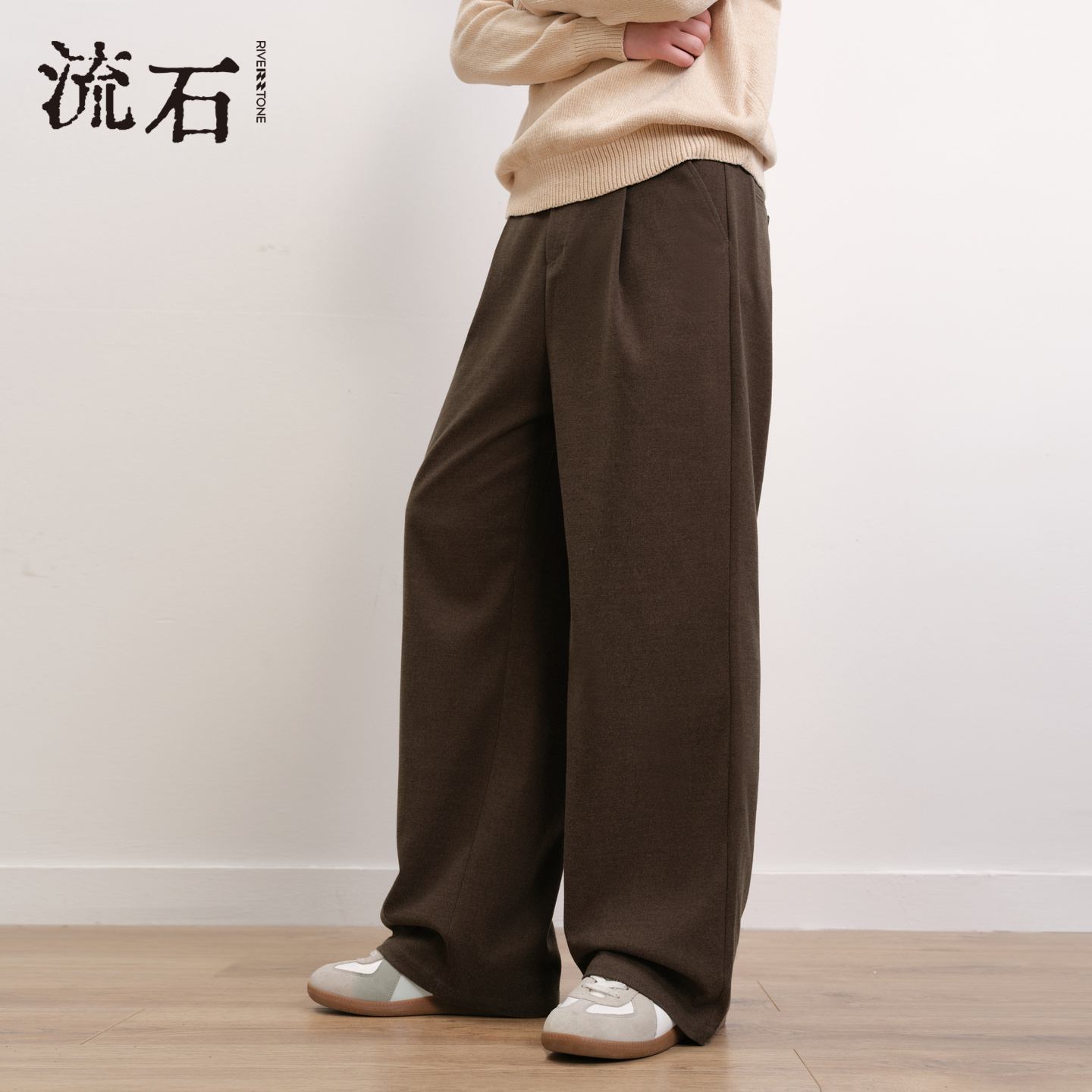商场同款流石男装拉毛皱感休闲裤