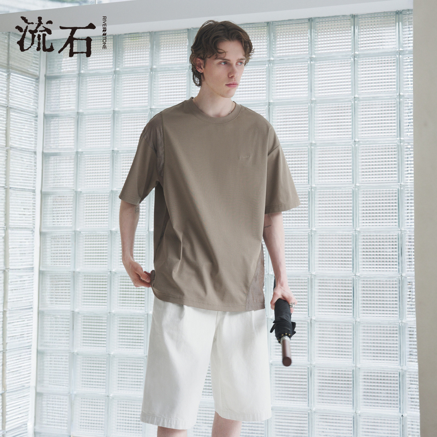 流石男装莱赛尔天丝短袖T恤2026年夏季新款男生简约薄款圆领上衣