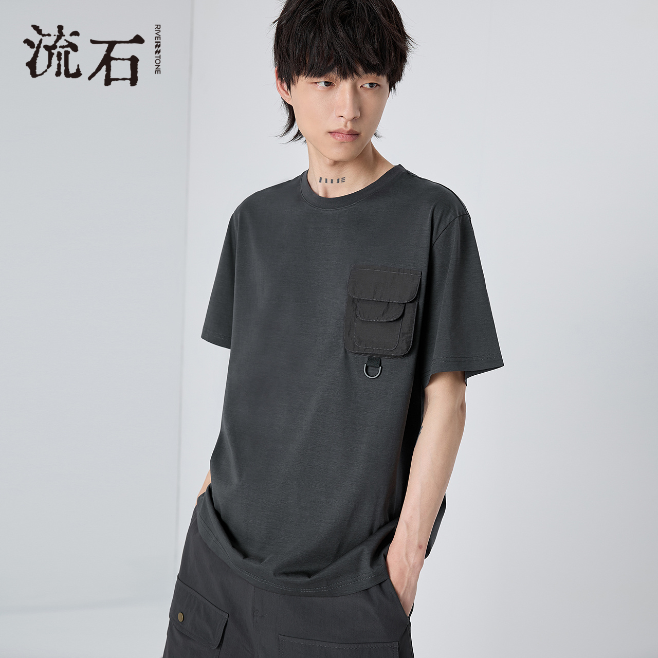 流石男装高端工装机能风短袖上衣