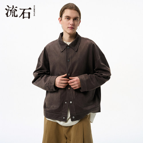 商场同款流石男装麂皮绒休闲夹克