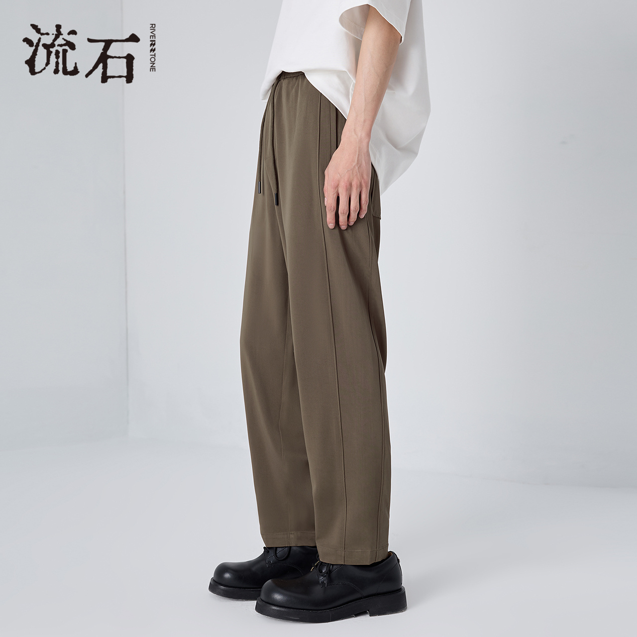 商场同款流石男装纯色休闲九分裤